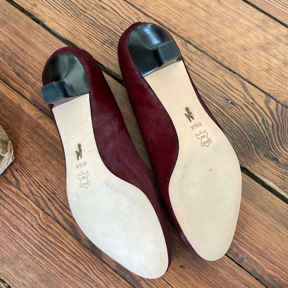 Vintage Burgundy J Vincent Pony Hair Kitten Heel Shoe - Picture 8 of 8